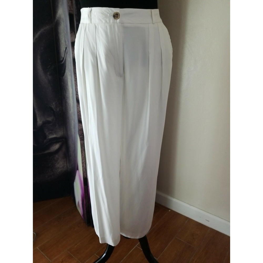Worthington PETITE Women's Wide Leg Pleat Front Pant sz PL NWT Polar Bear Ivory